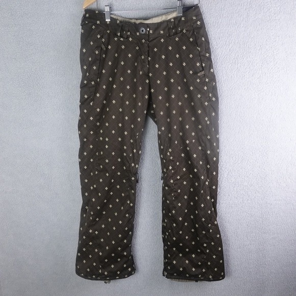 DC AOP Womens Brown Monogram Logo Insulated Snowboard Snow Pants Size M Y2K - Picture 2 of 9
